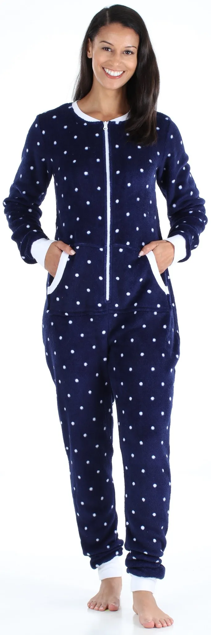 PajamaMania Women’s Plush Fleece Non-Footed Onesie Loungewear Pajamas