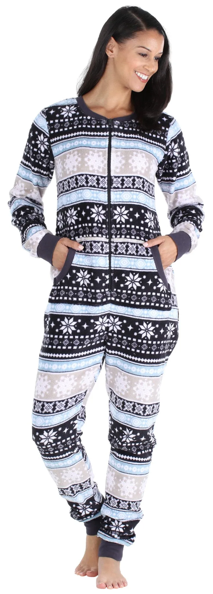 PajamaMania Women’s Plush Fleece Non-Footed Onesie Loungewear Pajamas