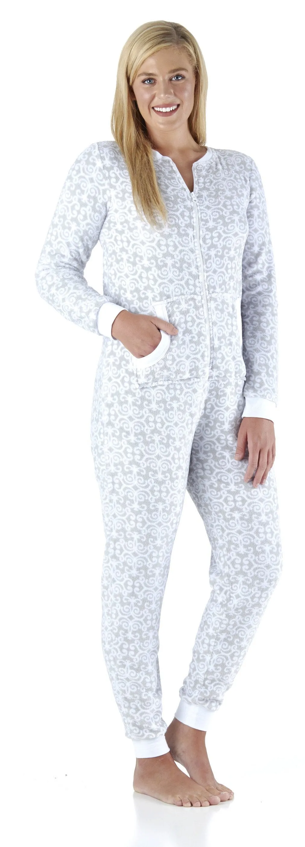 PajamaMania Women’s Plush Fleece Non-Footed Onesie Loungewear Pajamas