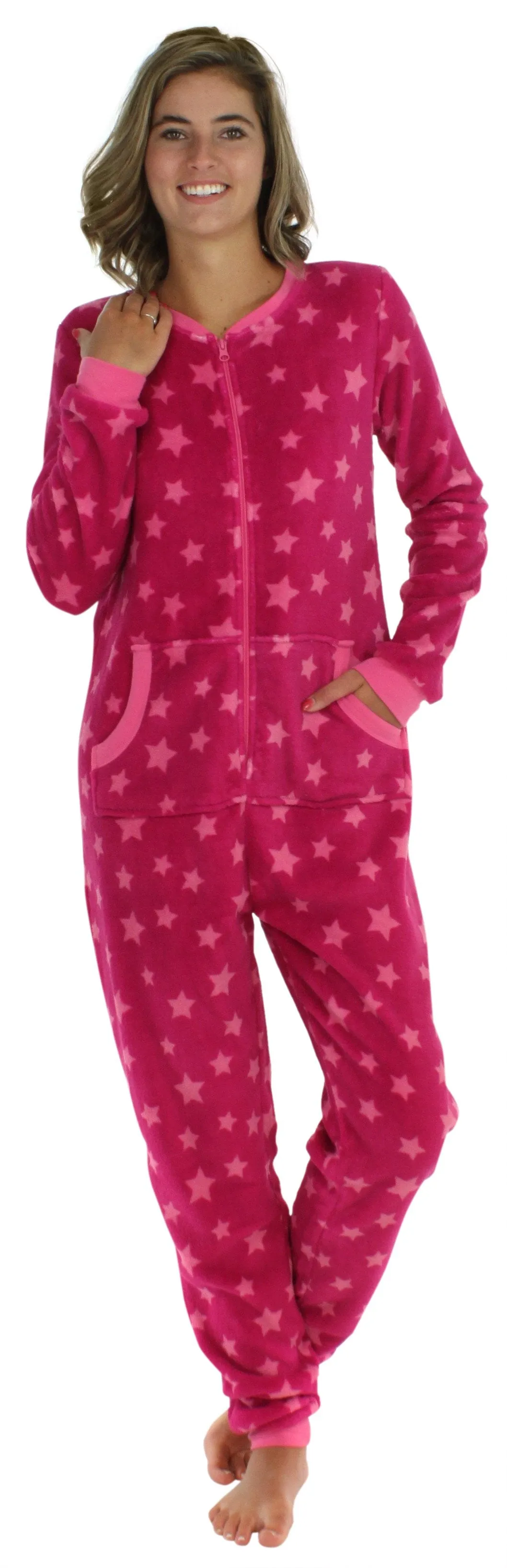 PajamaMania Women’s Plush Fleece Non-Footed Onesie Loungewear Pajamas