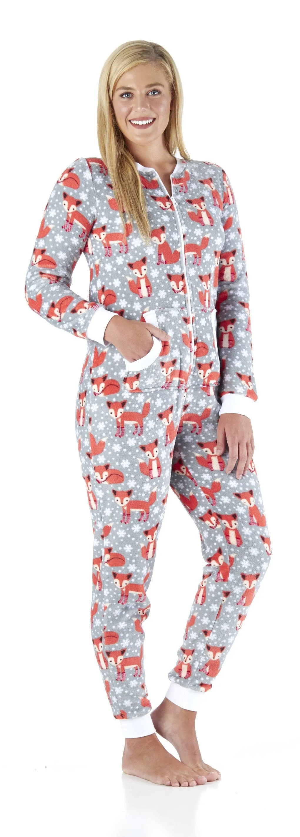 PajamaMania Women’s Plush Fleece Non-Footed Onesie Loungewear Pajamas
