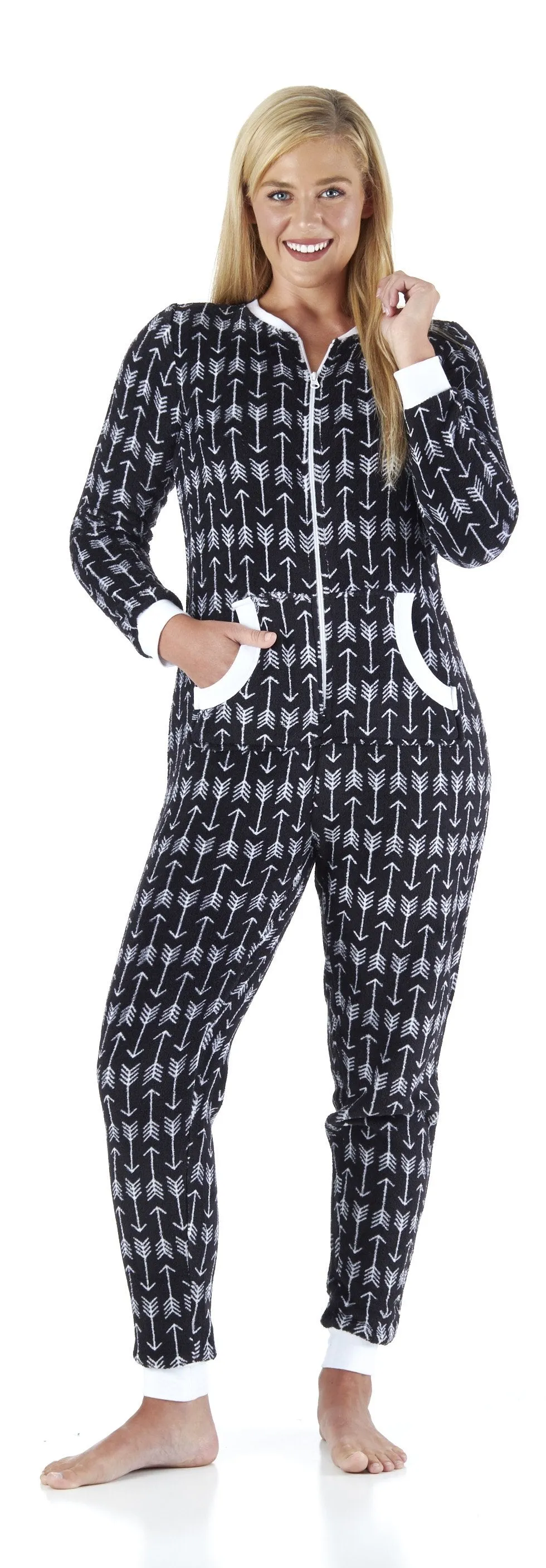 PajamaMania Women’s Plush Fleece Non-Footed Onesie Loungewear Pajamas