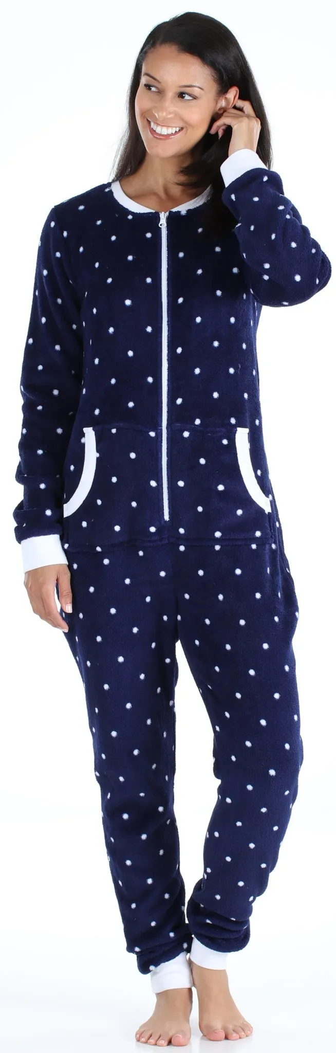 PajamaMania Women’s Plush Fleece Non-Footed Onesie Loungewear Pajamas
