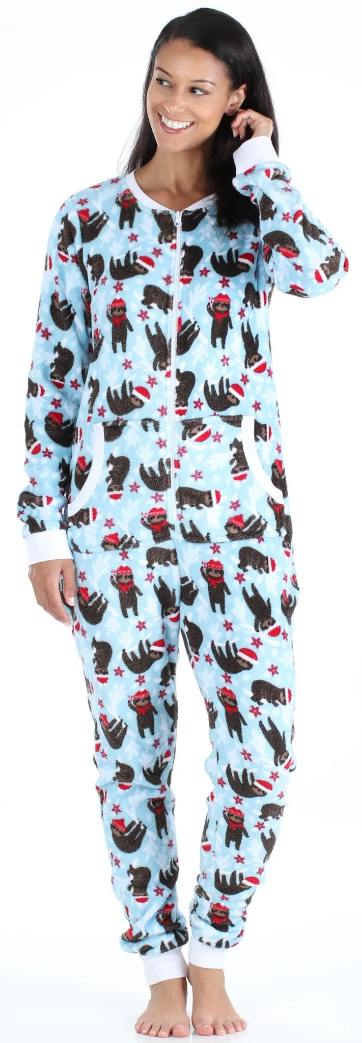 PajamaMania Women’s Plush Fleece Non-Footed Onesie Loungewear Pajamas