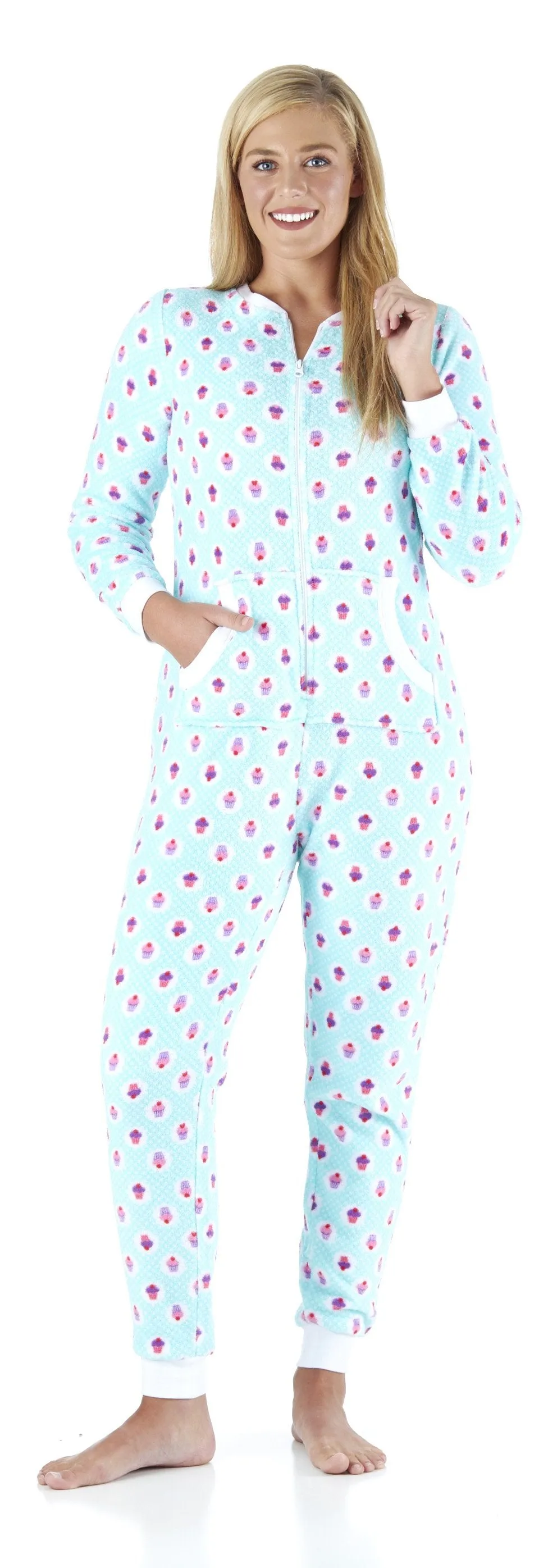PajamaMania Women’s Plush Fleece Non-Footed Onesie Loungewear Pajamas