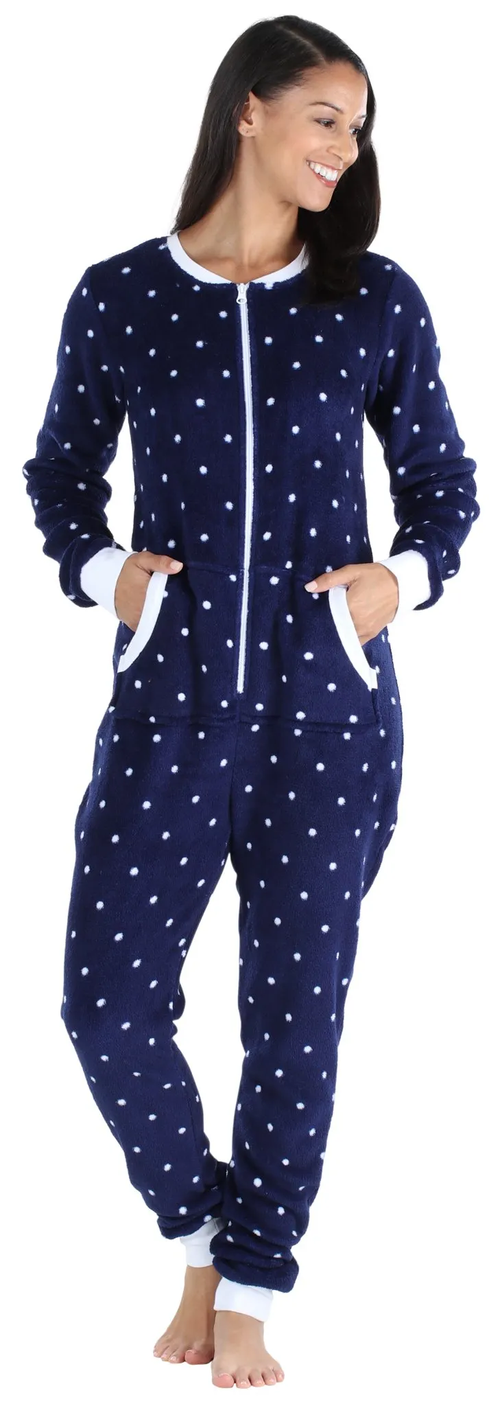 PajamaMania Women’s Plush Fleece Non-Footed Onesie Loungewear Pajamas