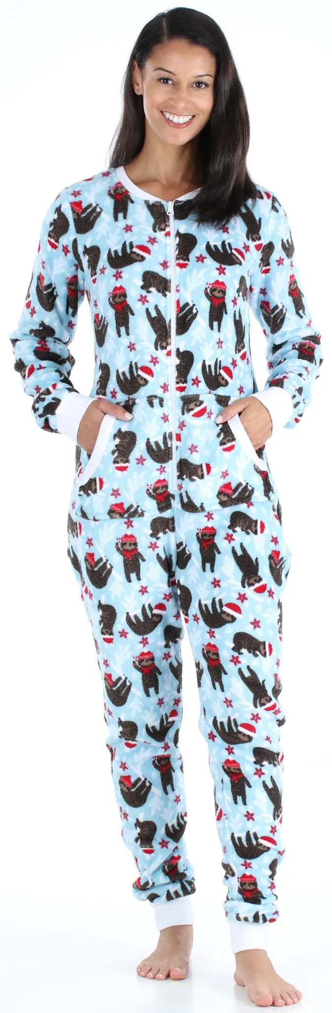 PajamaMania Women’s Plush Fleece Non-Footed Onesie Loungewear Pajamas