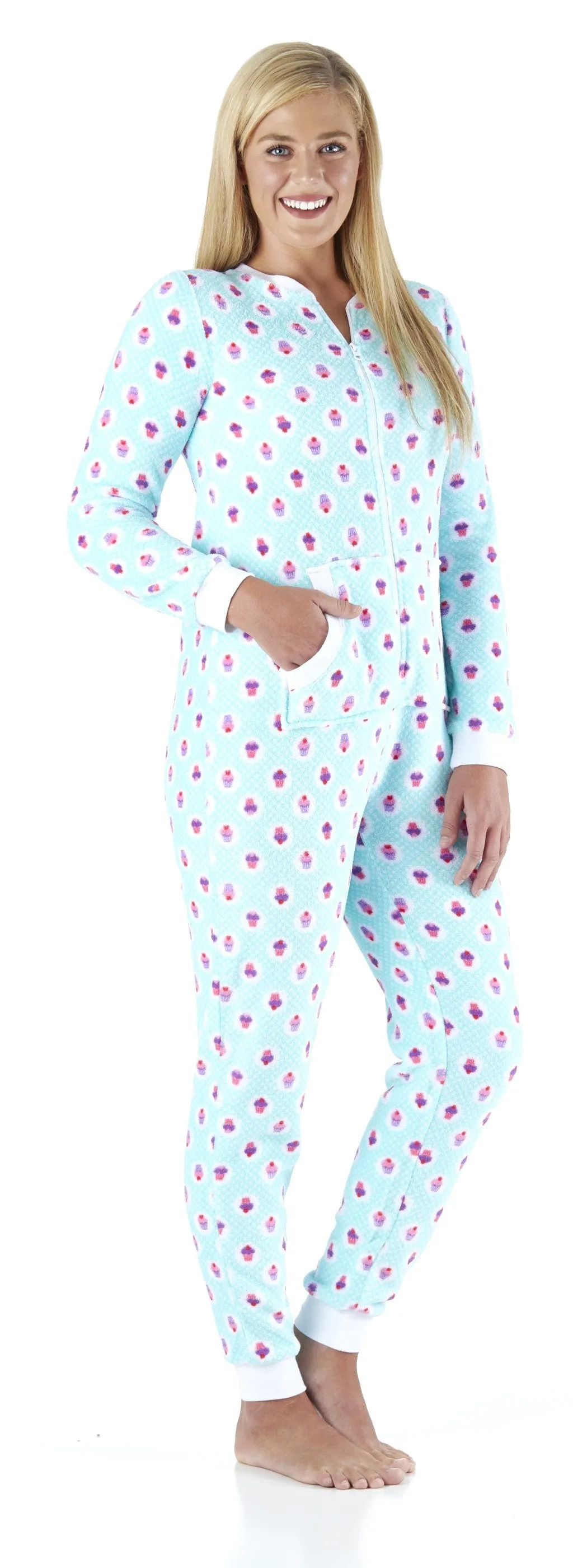 PajamaMania Women’s Plush Fleece Non-Footed Onesie Loungewear Pajamas