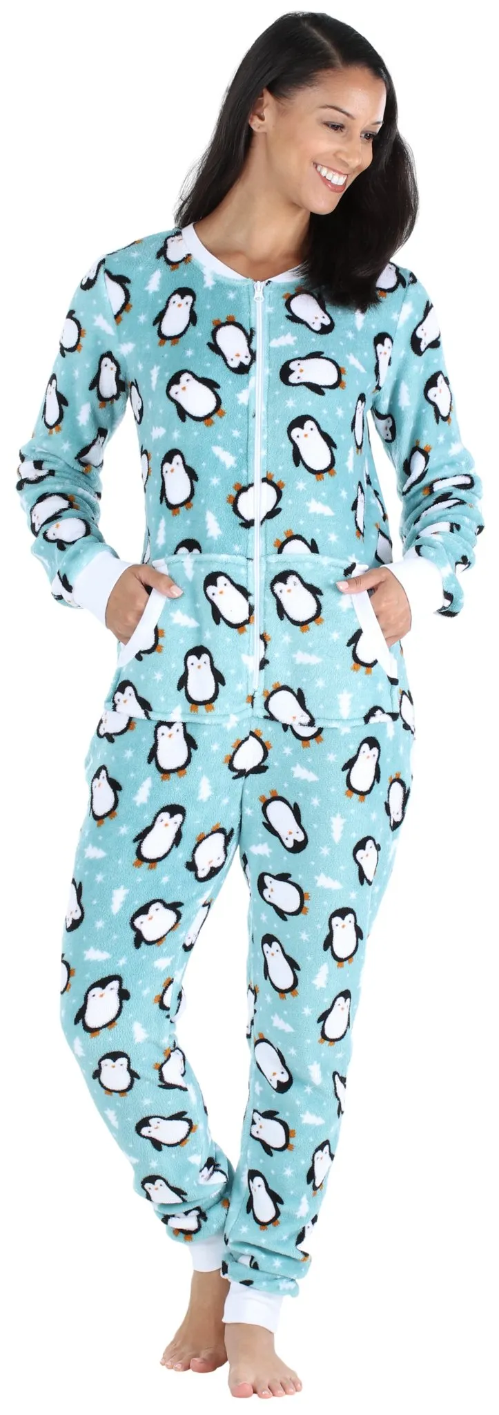 PajamaMania Women’s Plush Fleece Non-Footed Onesie Loungewear Pajamas