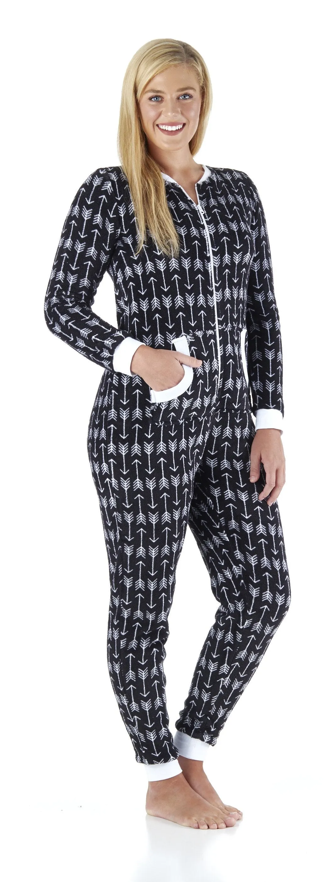 PajamaMania Women’s Plush Fleece Non-Footed Onesie Loungewear Pajamas