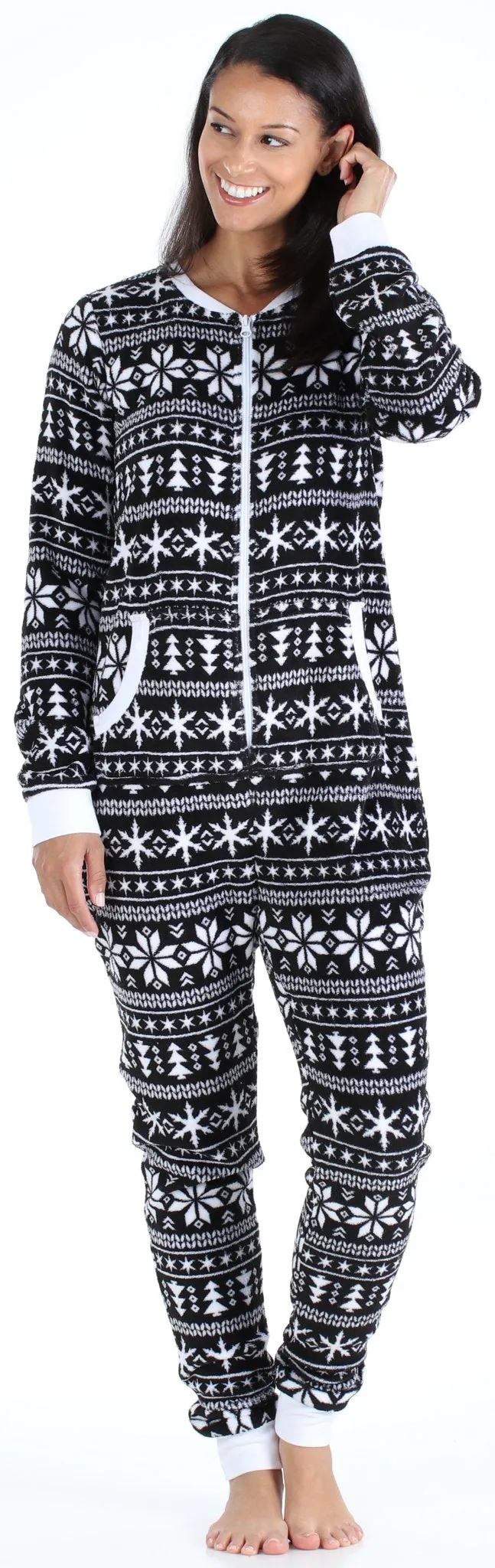 PajamaMania Women’s Plush Fleece Non-Footed Onesie Loungewear Pajamas