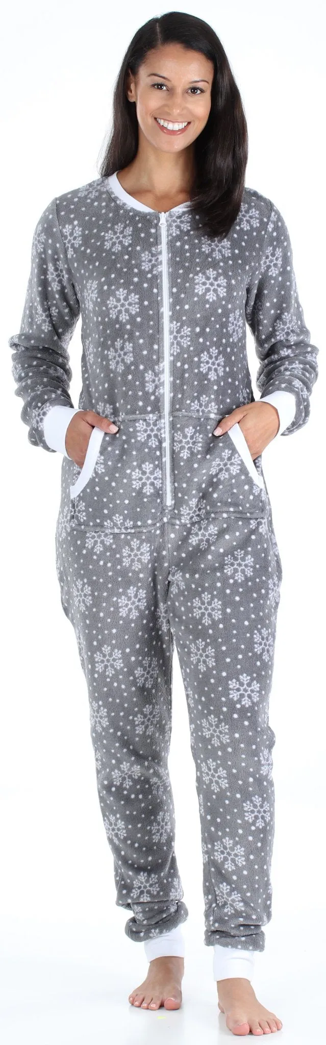 PajamaMania Women’s Plush Fleece Non-Footed Onesie Loungewear Pajamas
