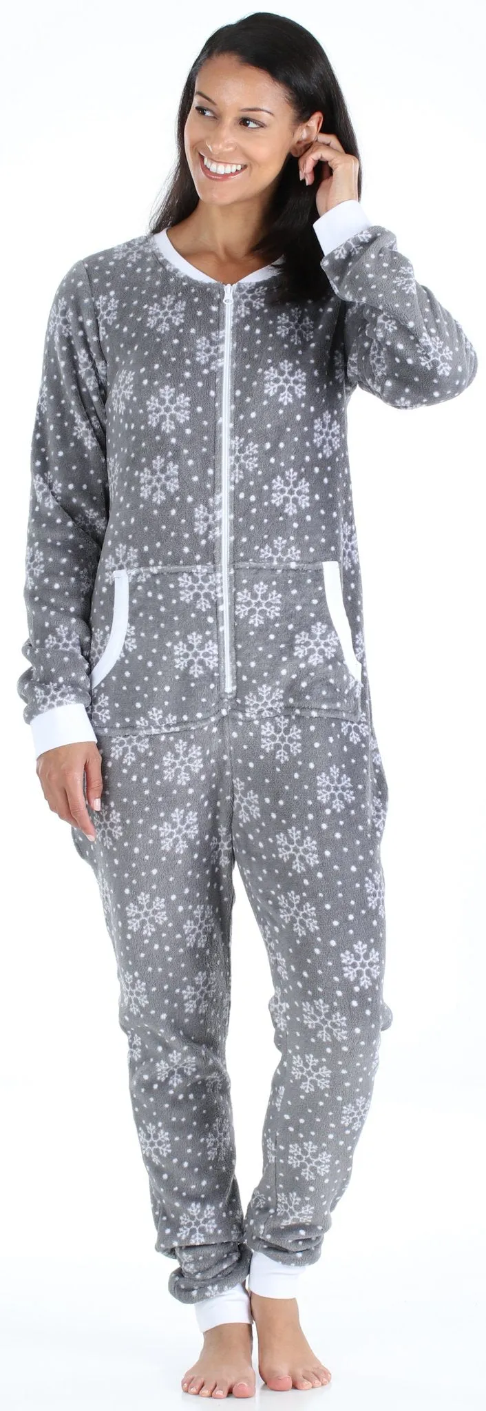 PajamaMania Women’s Plush Fleece Non-Footed Onesie Loungewear Pajamas