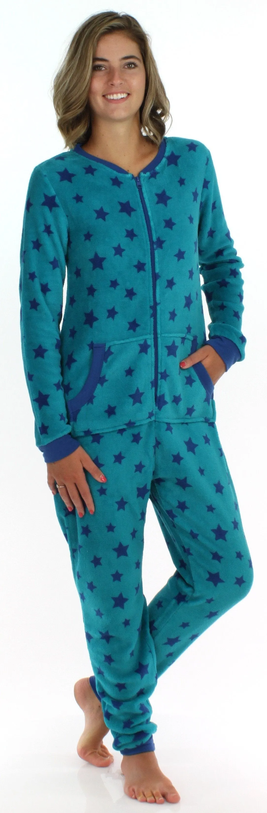 PajamaMania Women’s Plush Fleece Non-Footed Onesie Loungewear Pajamas