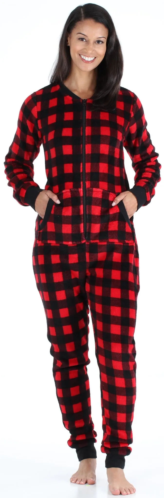 PajamaMania Women’s Plush Fleece Non-Footed Onesie Loungewear Pajamas