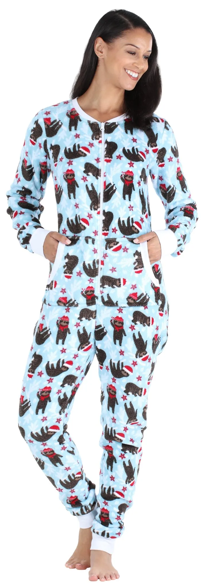 PajamaMania Women’s Plush Fleece Non-Footed Onesie Loungewear Pajamas