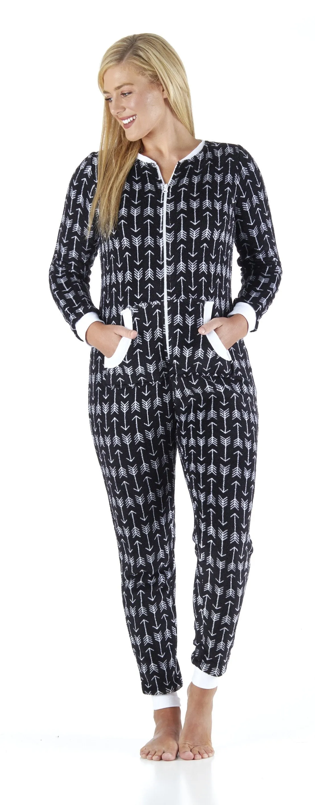 PajamaMania Women’s Plush Fleece Non-Footed Onesie Loungewear Pajamas
