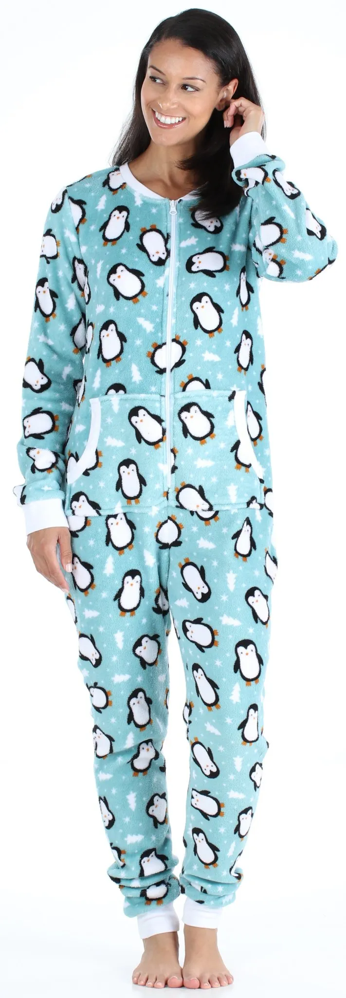 PajamaMania Women’s Plush Fleece Non-Footed Onesie Loungewear Pajamas