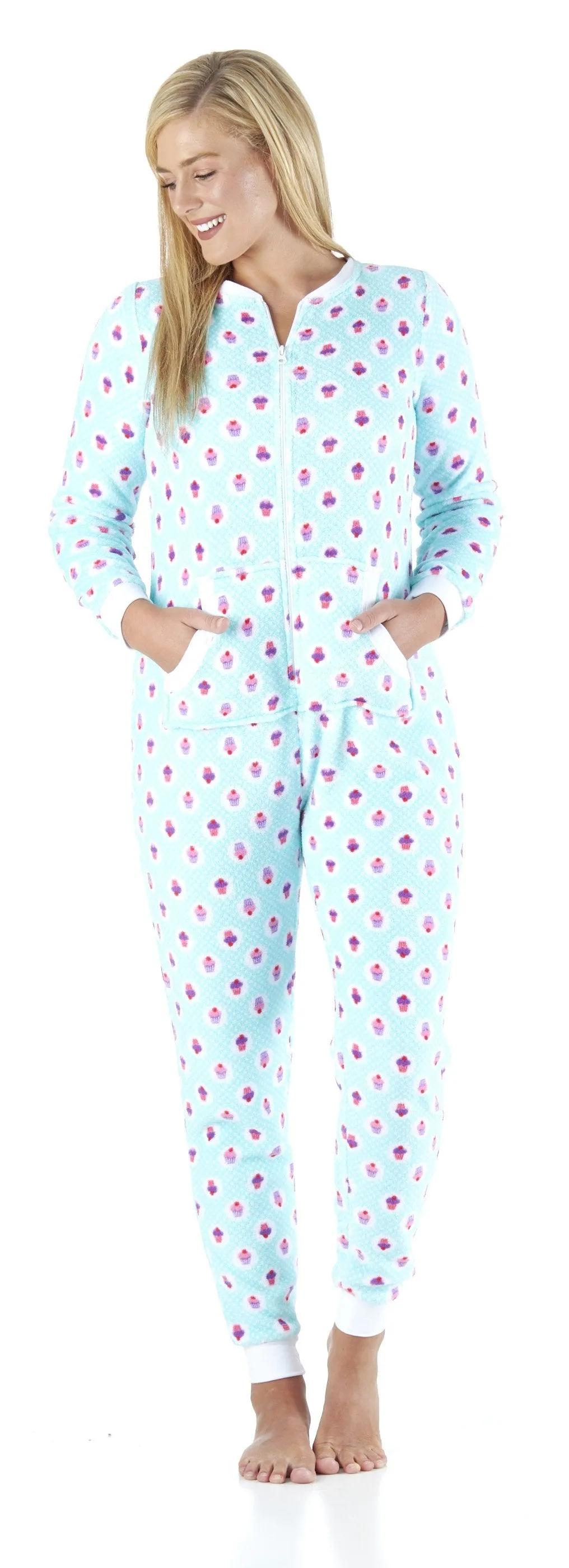 PajamaMania Women’s Plush Fleece Non-Footed Onesie Loungewear Pajamas