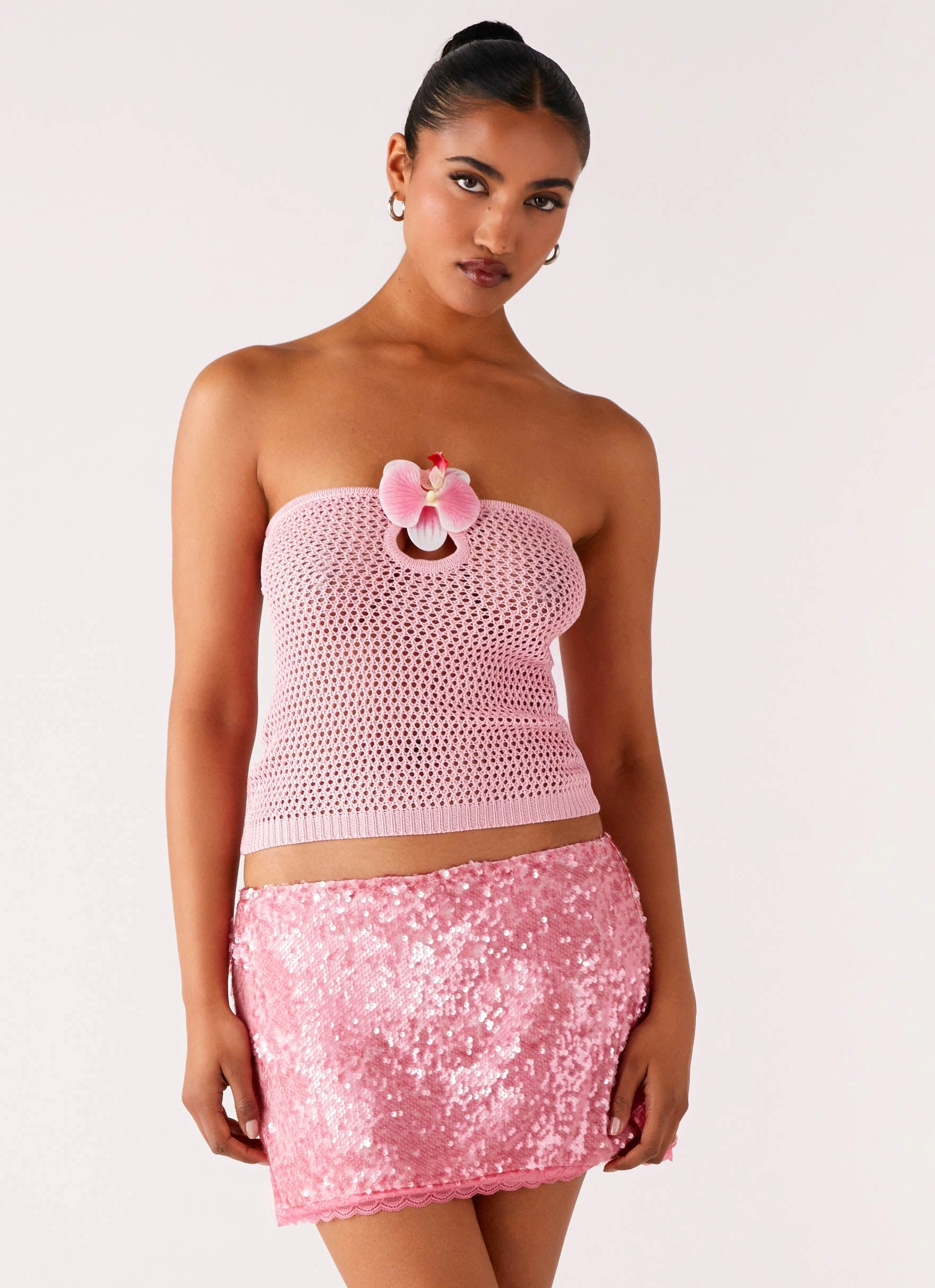Cozy Edge Palila Sequin Mini Skirt - Pink