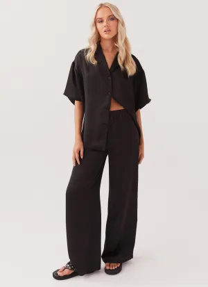 Fresh Fit Soft Structure Palm Cove Satin Pants - Black