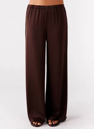Work Comfort Palm Cove Satin Pants - Chocolate