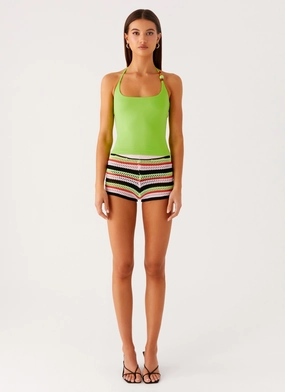 Palm Beach Top - Citrus RibbedCollar Garment Washed Softness