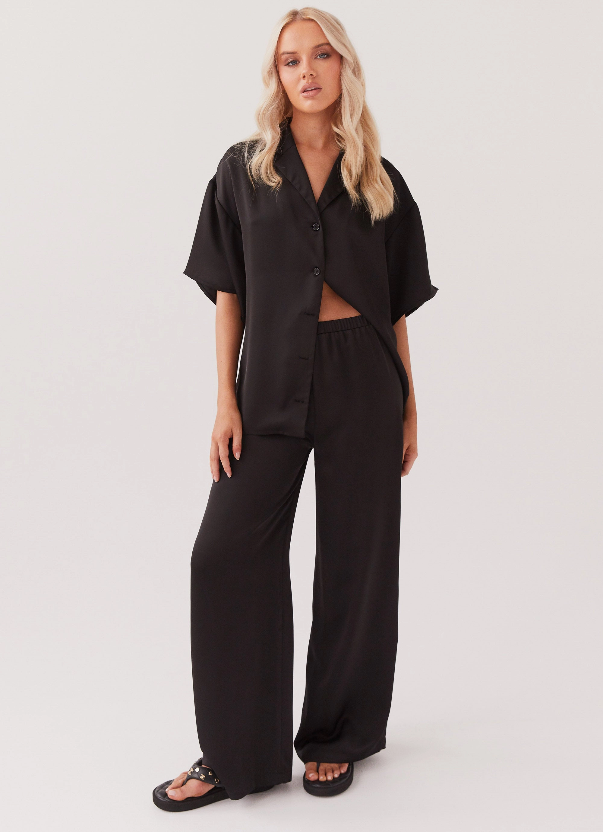 Fresh Fit Soft Structure Palm Cove Satin Pants - Black