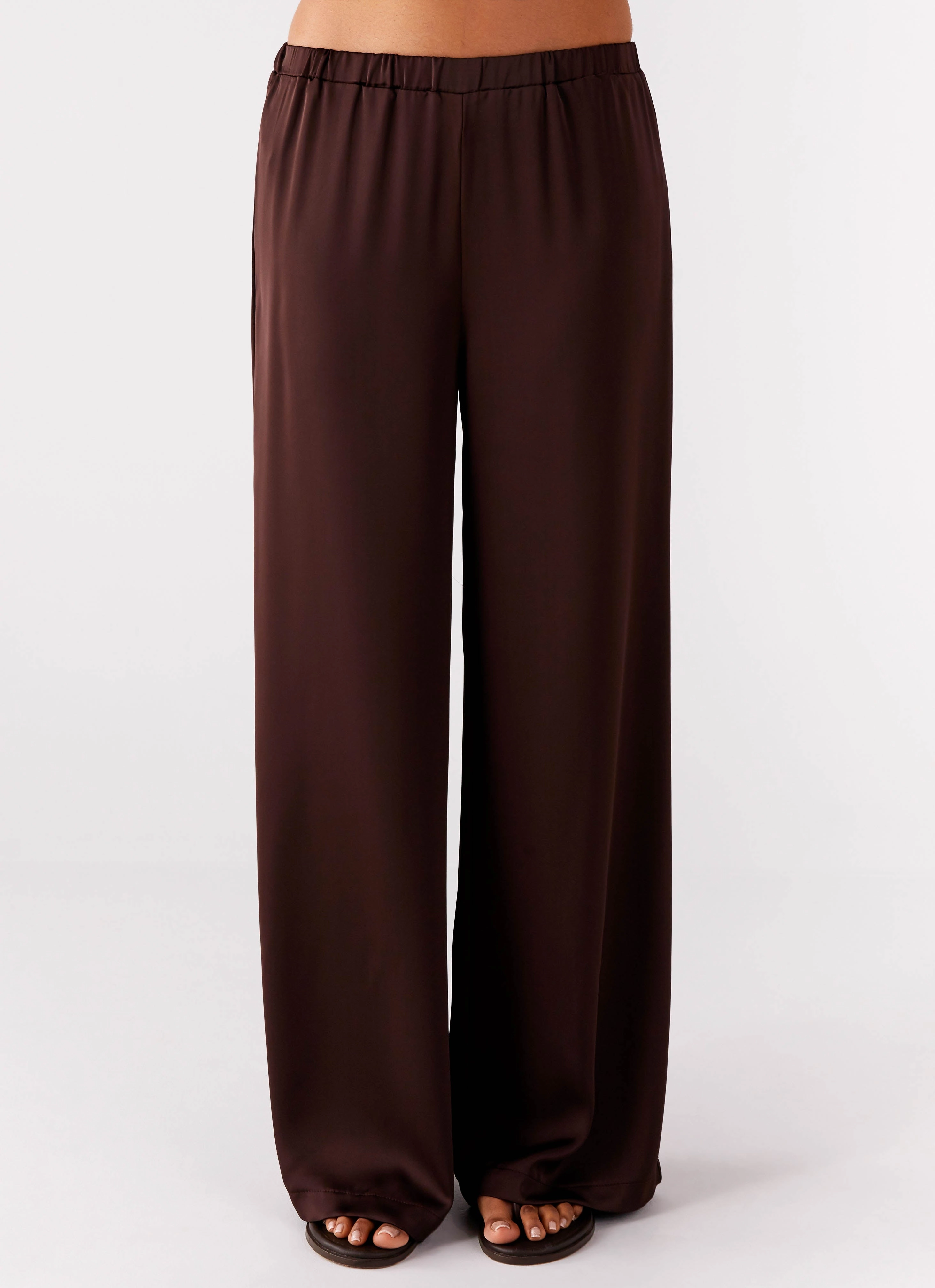 Work Comfort Palm Cove Satin Pants - Chocolate