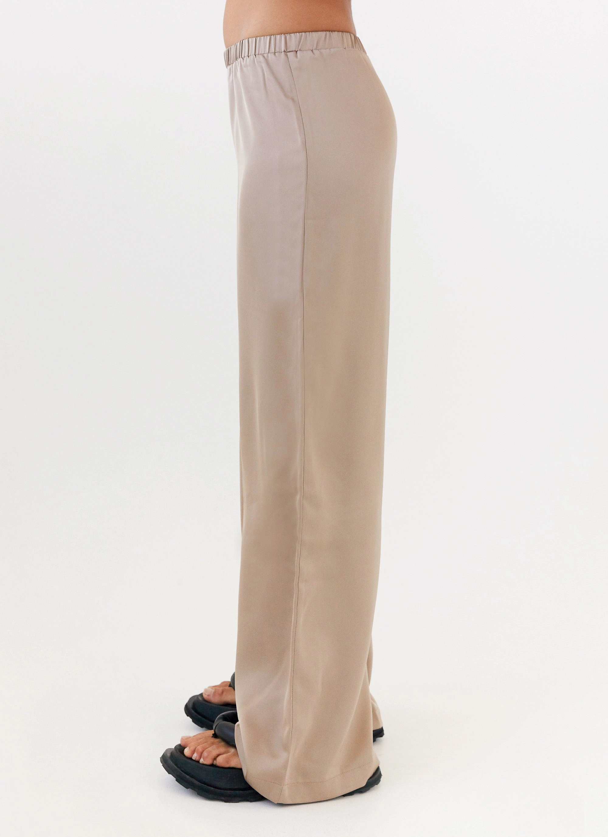 Chic Design Wear Palm Cove Satin Pants - Mushroom