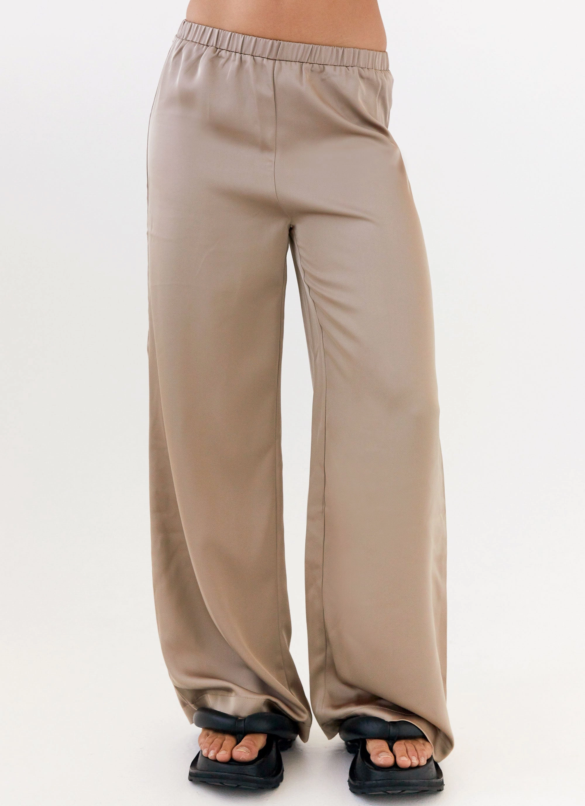 High Durability Stitching Palm Cove Satin Pants - Mushroom