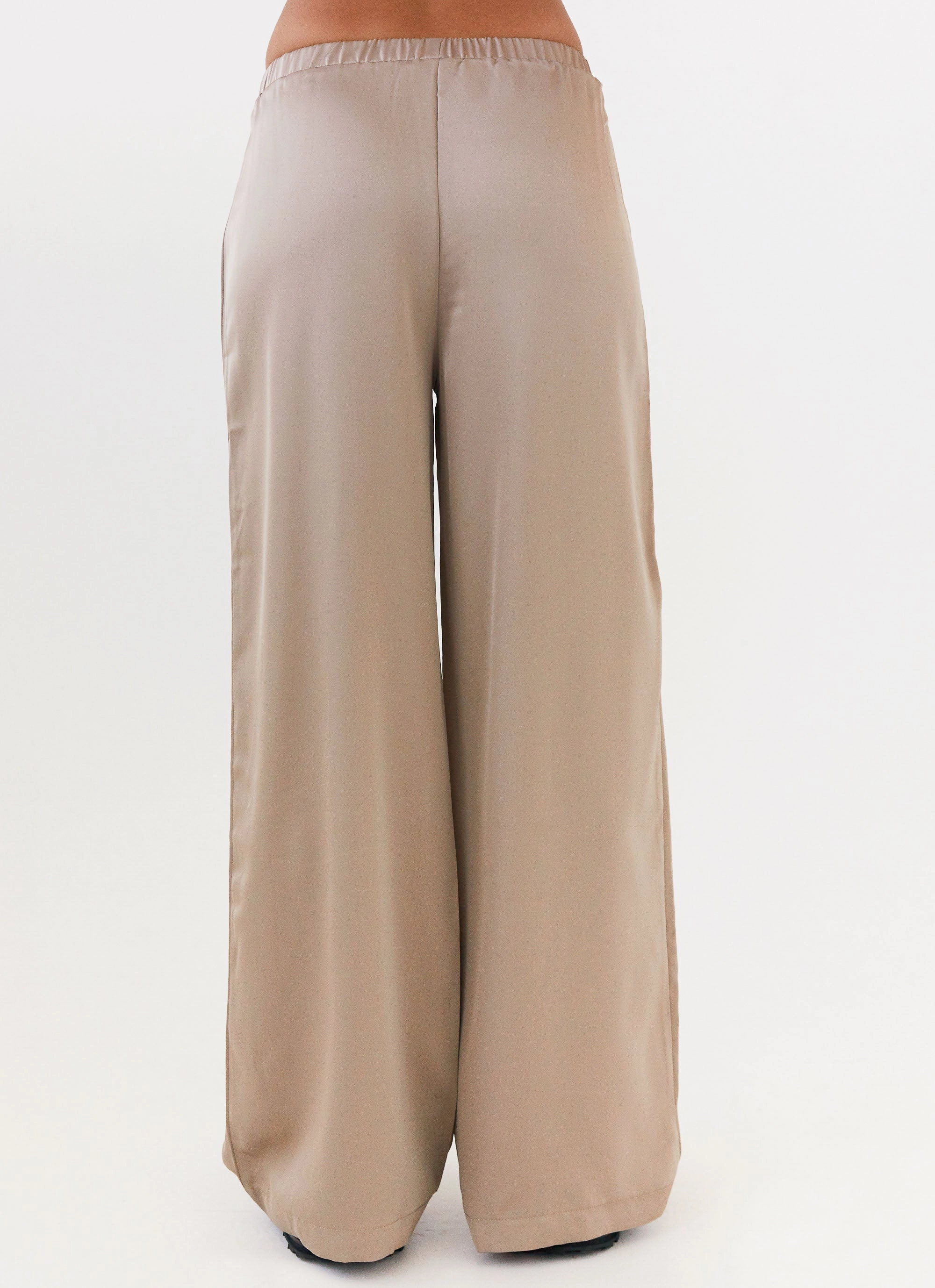 Palm Cove Satin Pants - Mushroom Minimalist Design