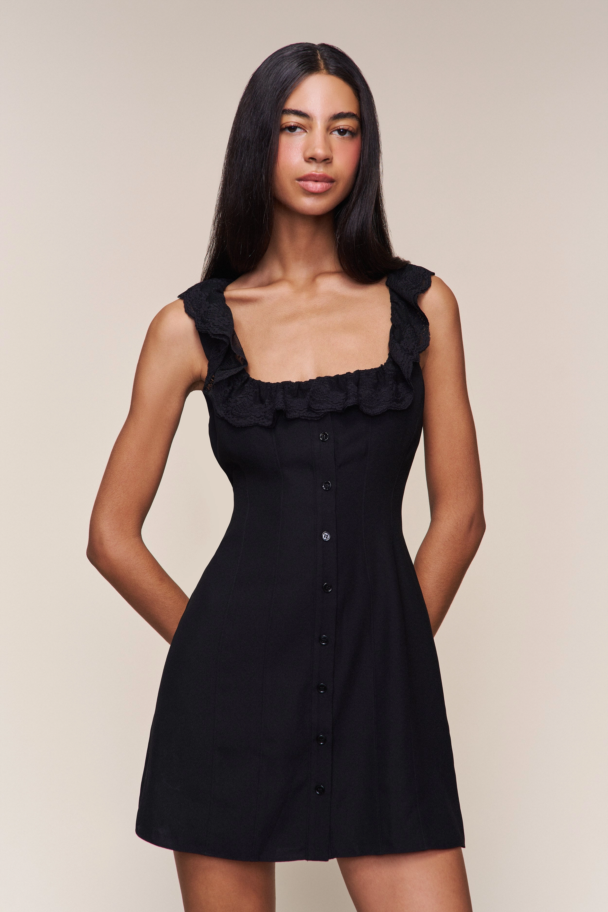 Stylish Waistband Design Sleek Draping Paloma Mini Dress