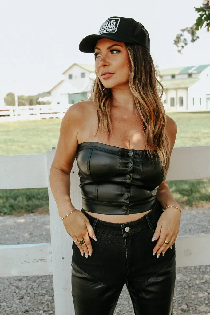 Pamela Faux Leather Tube Top Lightweight Fabric