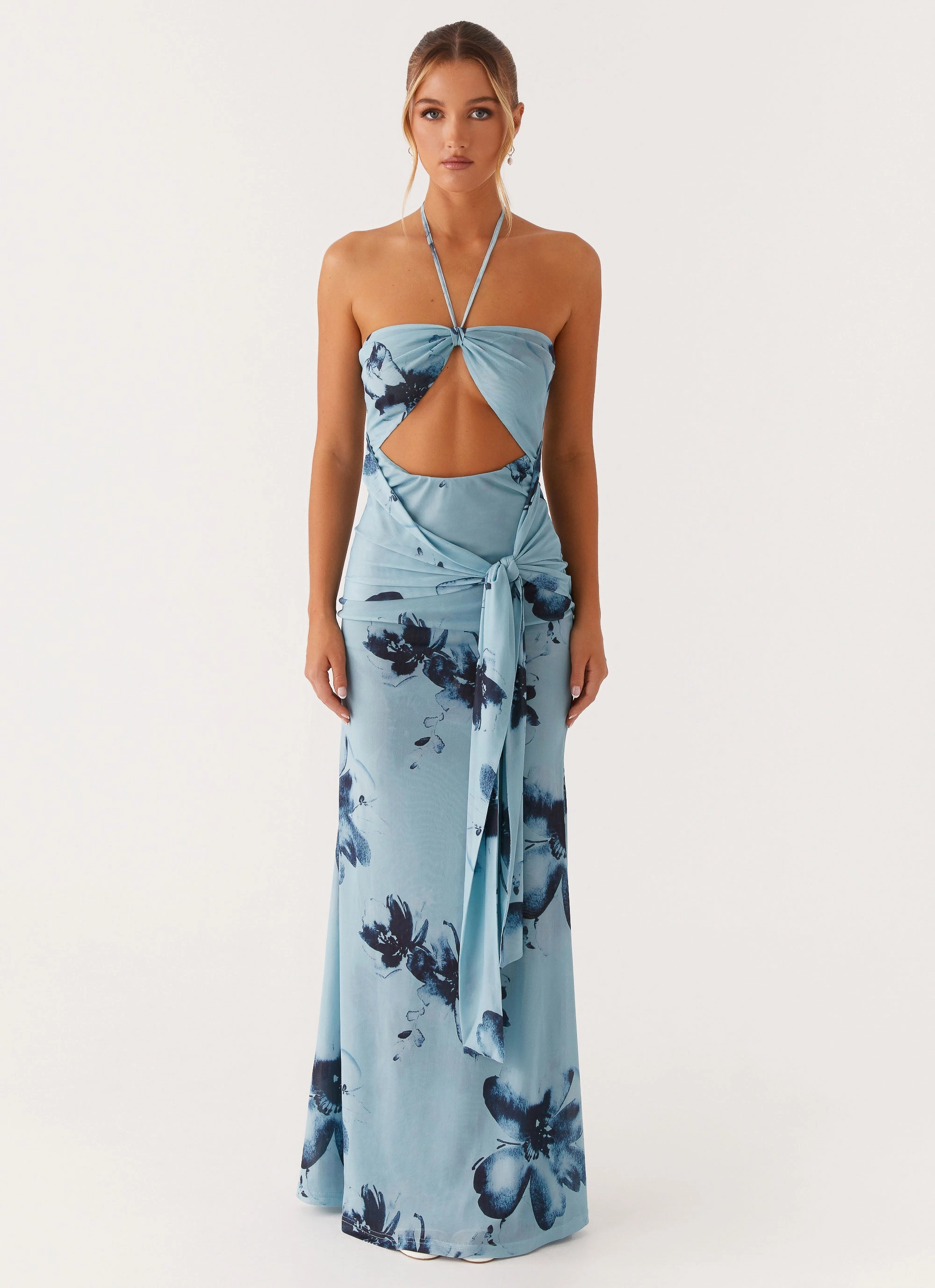 Sharp Edge Antonia Maxi Dress - Black Blue Floral