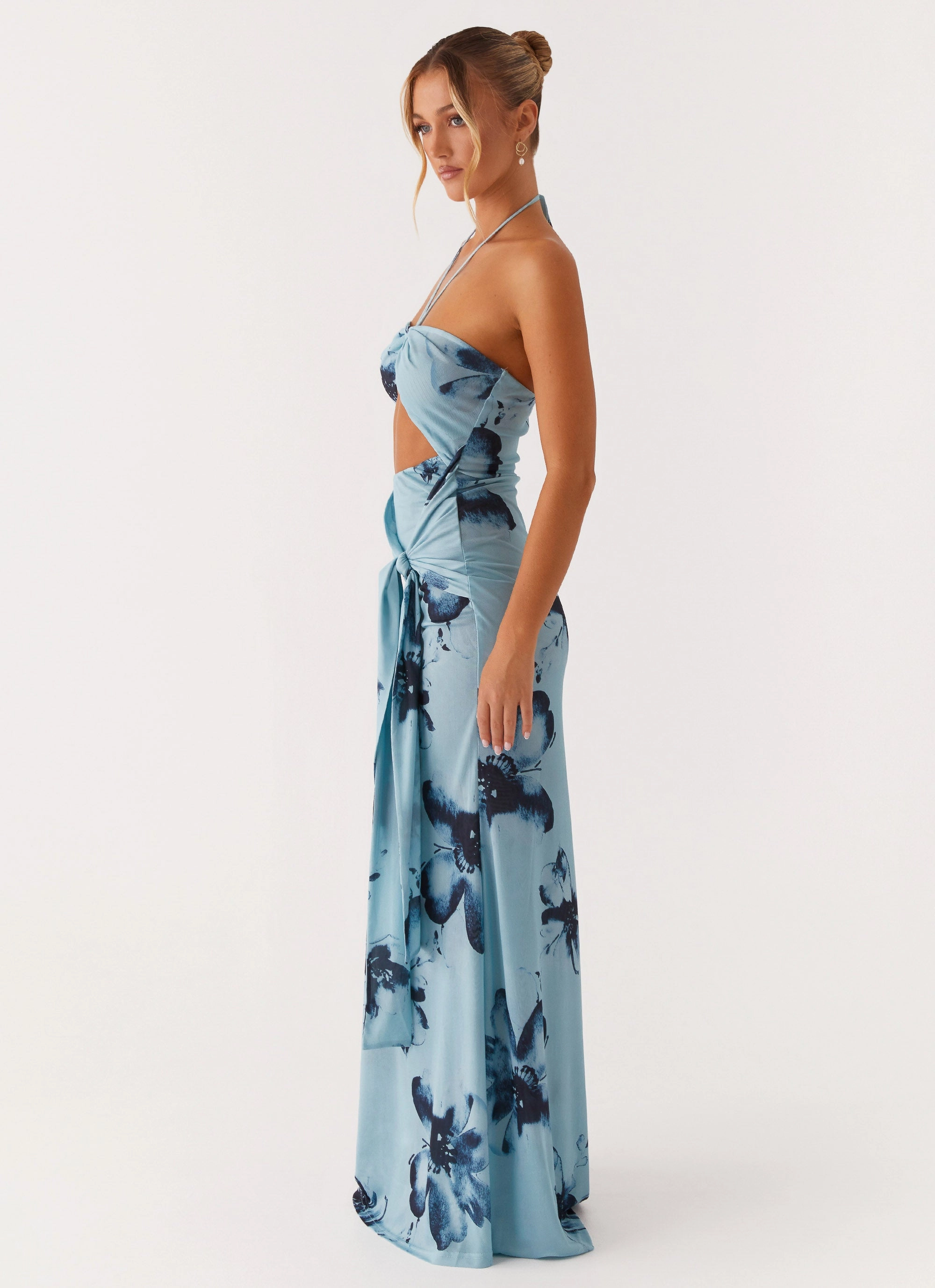 Antonia Maxi Dress - Black Blue Floral spring fresh Music-Concert