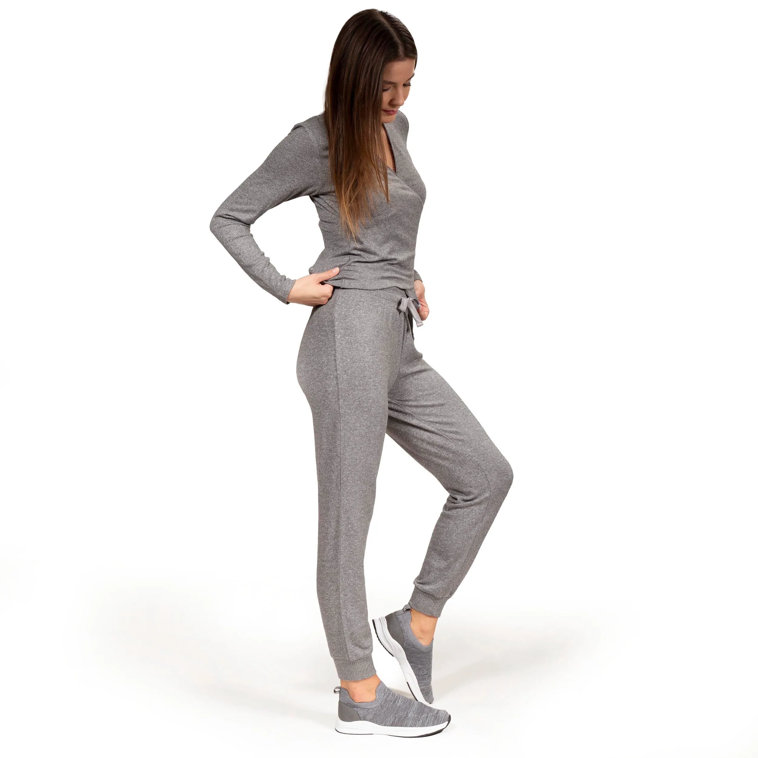Pantalon jogger Femme Gris chiné