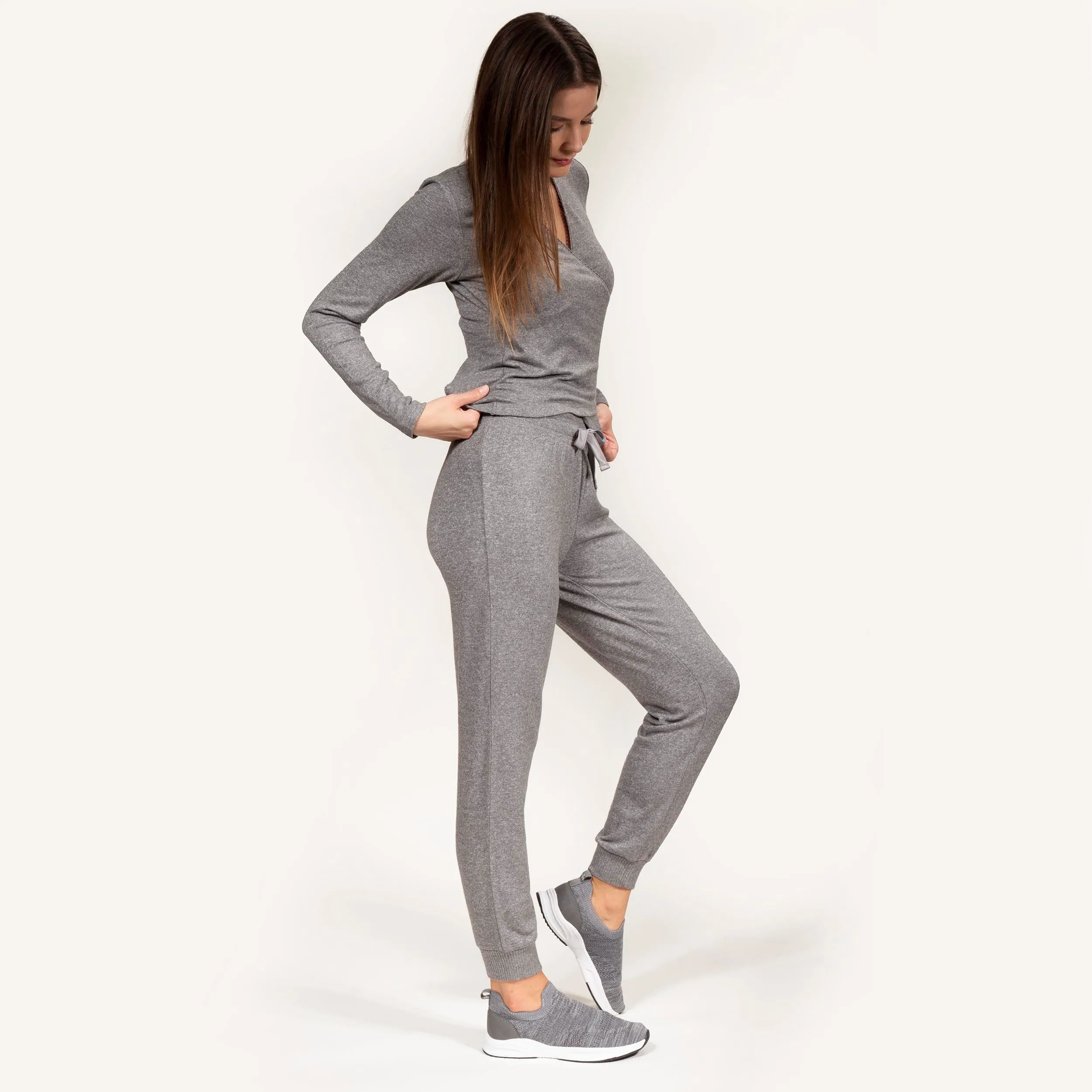 Pantalon jogger Femme Gris chiné