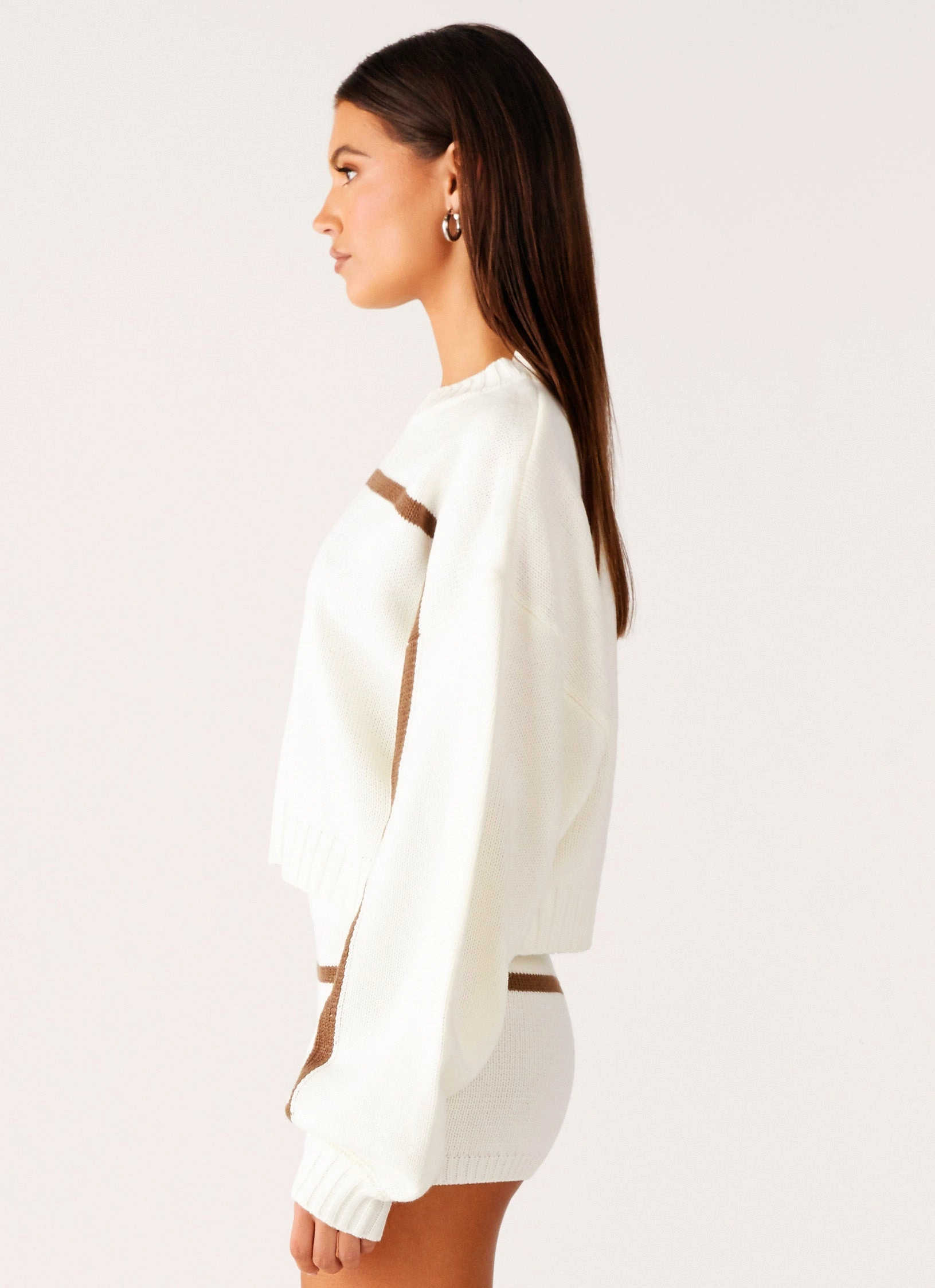 Crisp Detail Casual Style Paolo Knit Sweater - Off White