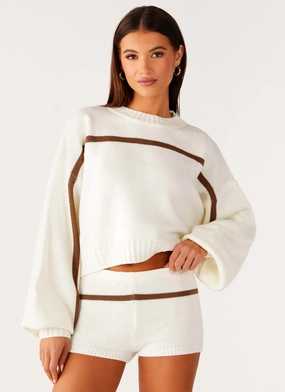 Paolo Knit Sweater - Off White Organic Cotton Blend HeatRetentionTechnology