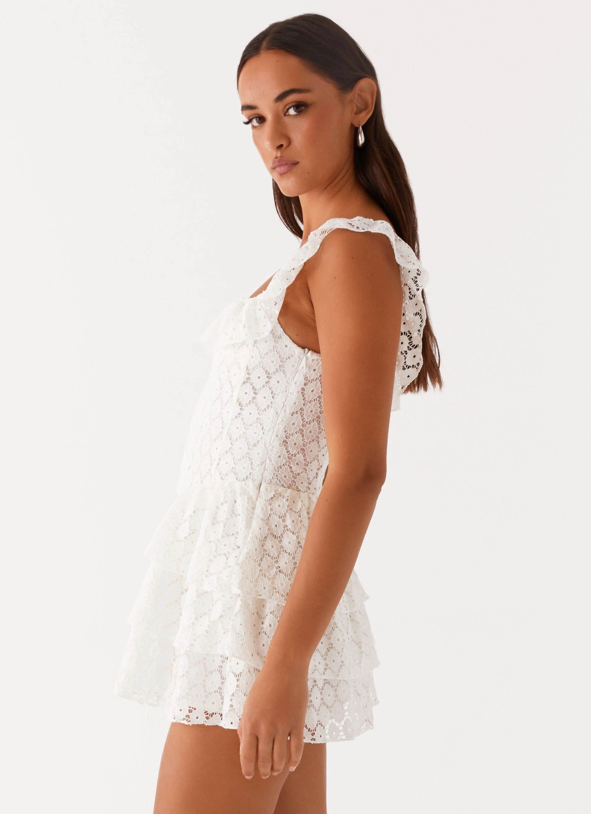 Paradise Dreams Corset Mini Dress - White Breezy Flow Delicate Texture