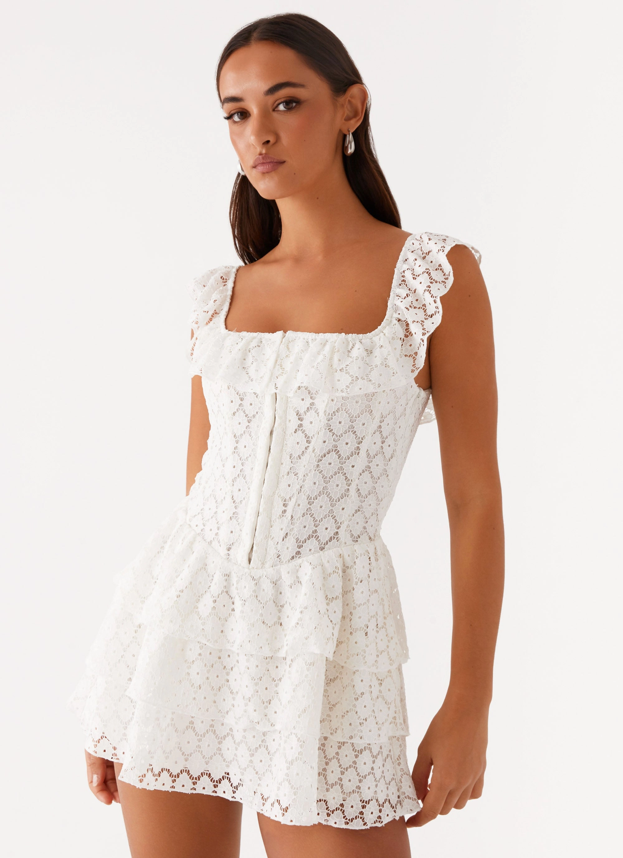 Paradise Dreams Corset Mini Dress - White Clean Finish