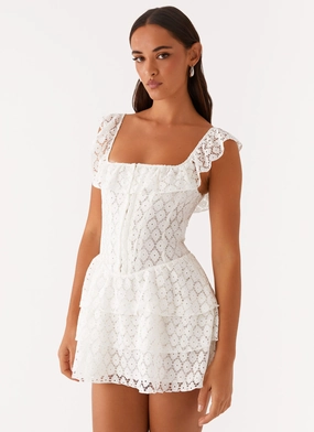 Paradise Dreams Corset Mini Dress - White Adjustable Fastening Clean Aesthetic
