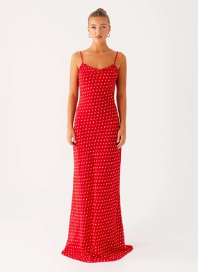 Perfect Layer Pareo Maxi Dress - Red Polka Dot