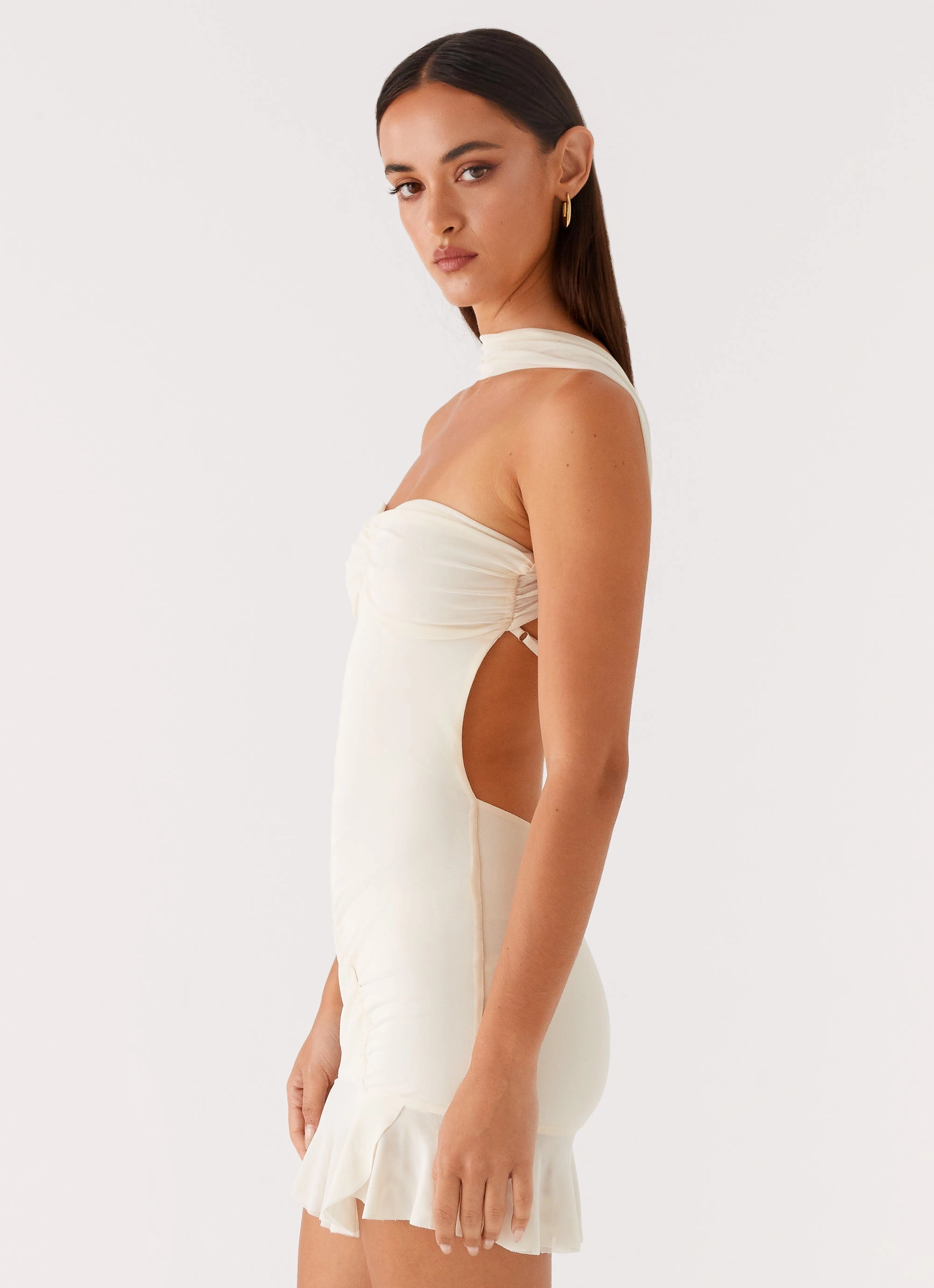Luxury Finish Light Touch Pari Open Back Mini Dress - Ivory