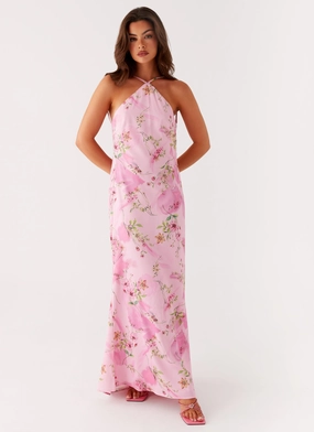 Soft fabric piece Classic Comfort Pascal Maxi Dress - Pink Floral Print