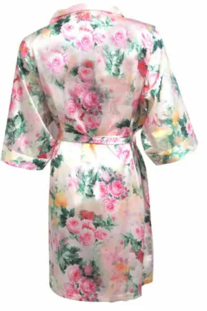 Pastel Floral Print Satin Robes