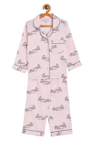 Pastel Pink Printed Sleepwear