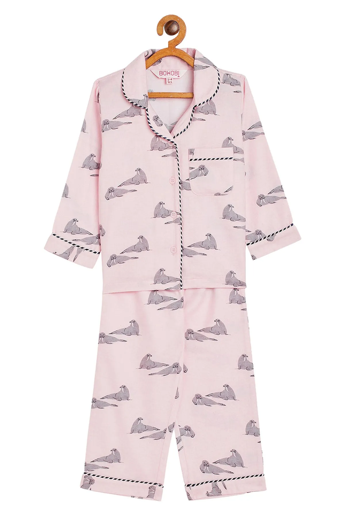 Pastel Pink Printed Sleepwear