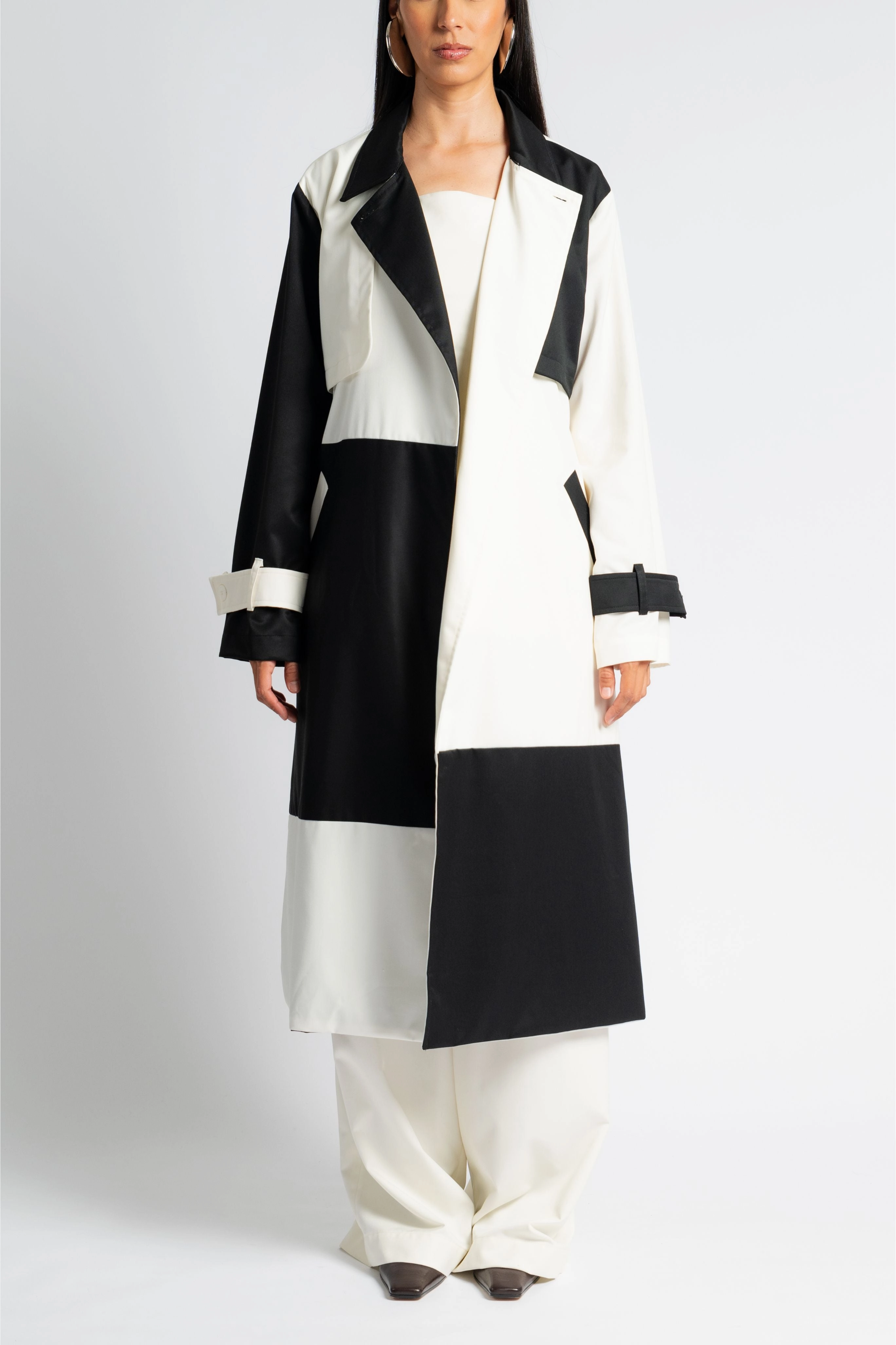 Patchwork Trench MagneticClosureSystem Windproof Material